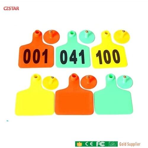Colorful Animal Identification RFID Animal Tag TPU Livestock Ear Tag Animal Tag with printed ID number for pig cattle Goat Sheep