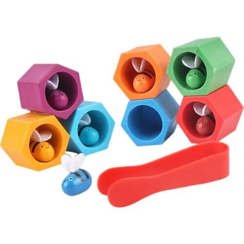 Kids Montessori Clip Small Bee Toy Music Wooden Intelligence Cognition Toys