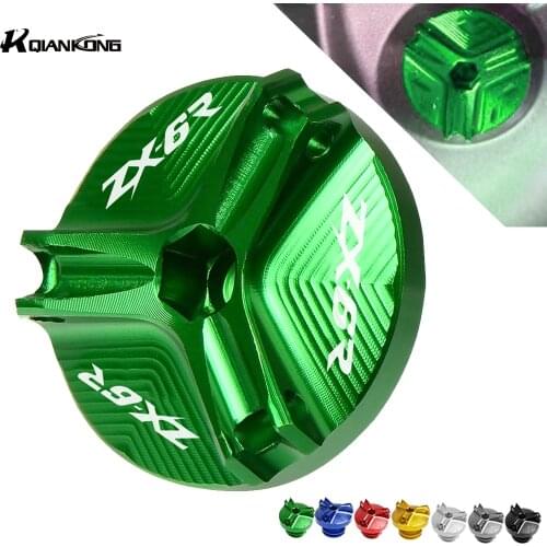 FOR Kawasaki ZX-6R 2000 2001 2002 2003 2004 2005 2006 Motorcycle CNC Alumimun ZX6R logo M20*2.5 Engine Oil Filter Cup Plug Cover