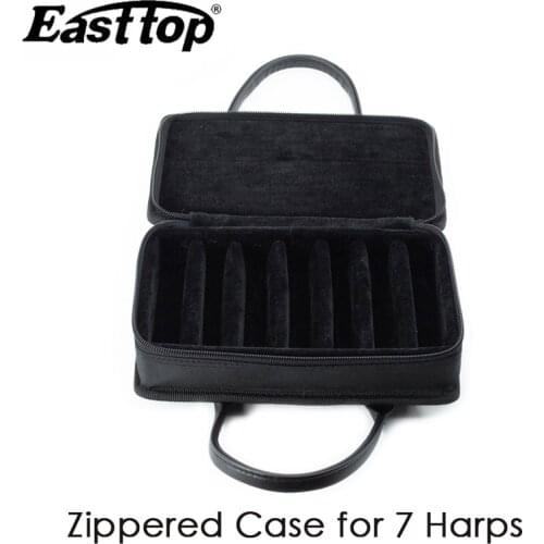 Easttop 10-hole blues harmonica Zippered Case Diatonic harmonica bag/ harp bag instrument bag ( 7 harmonicas loaded)