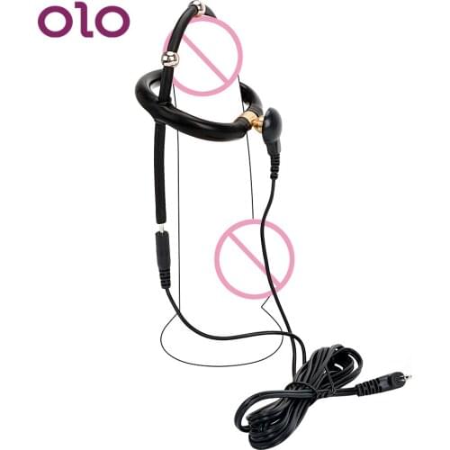 OLO Sex Toys For Men Gay Massager Electro Shock Penis Glans Ring Masturbators Silicone Electrical Conductive Stimulate