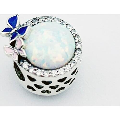 FC Jewelry Fit Original Charm Bracelet 925 Sterling Silver Real Opal Stone Couple Butterfly Beads For Making Women Berloque 2021