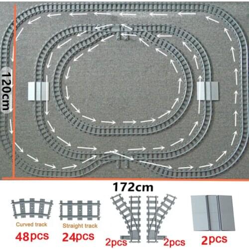 Train Tracks City Train Rail Straight & Curved Cross Rails Building Blocks Set Bricks Model trein railways Compatible with lego