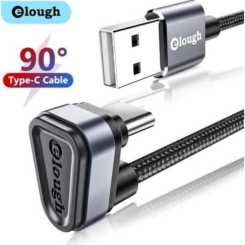 Elough USB C Cable 2.4A Fast Phone Charger Type C Cable For Xiaomi Poco Samsung Huawei Phone Charging Cord Elbow USB Data Cable