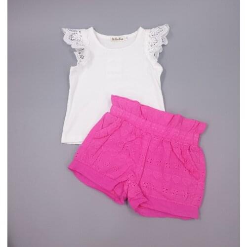 Girls Sets 1-7T Baby Clothes Sets Summer Floral Shorts+Big Bow Tank Tops Children Clothing Set Kids Clothes 2 3 4 5 6 Years