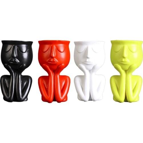 Creative Art Portrait Sculpture Vase Flower Pot Garden Storage Abstract Character Succulents Plant Pot Micro Landscape Decor