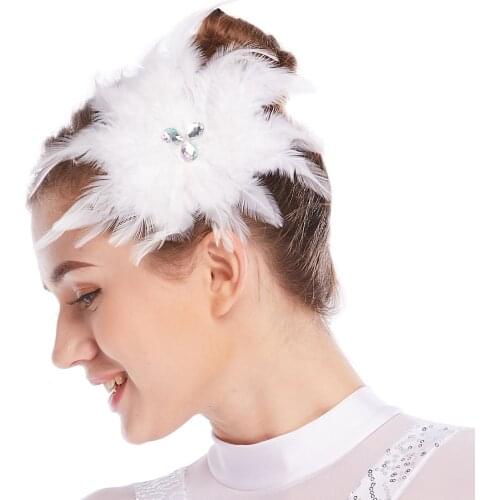 MiDee Fancy Feather Hair Flower Clip Dance Headpiece Accessories Ballerina Performance Wedding Bridal Party