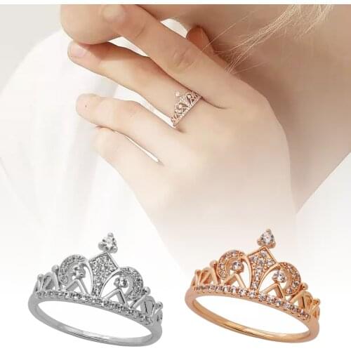 Fashion Exquisite Crown Shaped Rings For Women Jewelry wedding Party Ring Color Zirconia Girls Korean Jewelry Gift