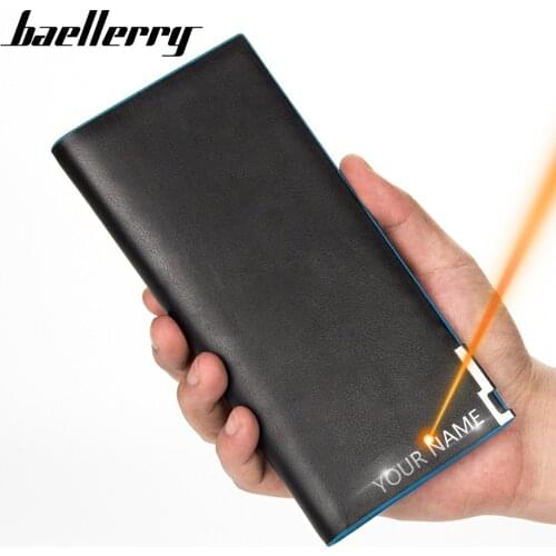 2020 Men Wallets Name Engraving Long Style Thin Wallet For Men Double Zipper Casual Card Holder Male Wallet For Boy
