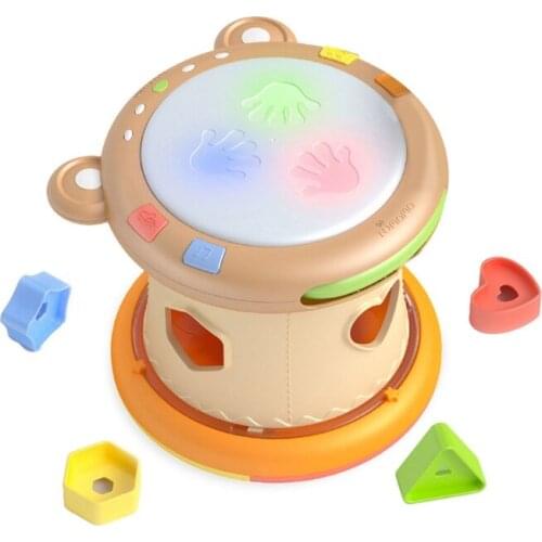 Musical Toy Baby Beat On Toy with Light Music Drum Instrument Teaching Aid Preschool Supplies Brain Game Interactive Toy 69HE
