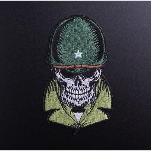 Punk Skull Patches For Clothes DIY Army/War Patch Iron On Patches Embroidered Patches For Clothing Stickers Jacket Patch Stripe