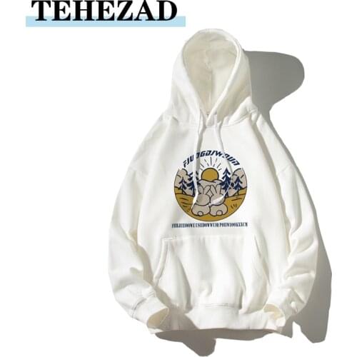 2021 New Mens Clothing Hoodie Sweatshirt Pullover Print Cartoon Rabbit Casual Fall/winter Plus Size for Men and Women