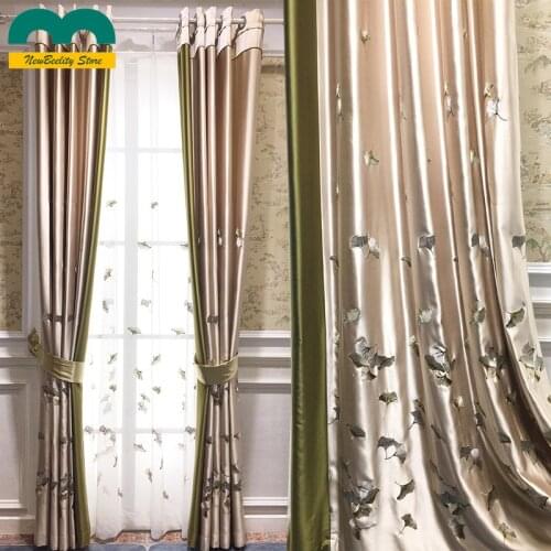 New Chinese Style Chinese Style Light Luxury Modern Ginkgo Leaf Embroidered Curtains for Living Room Bedroom
