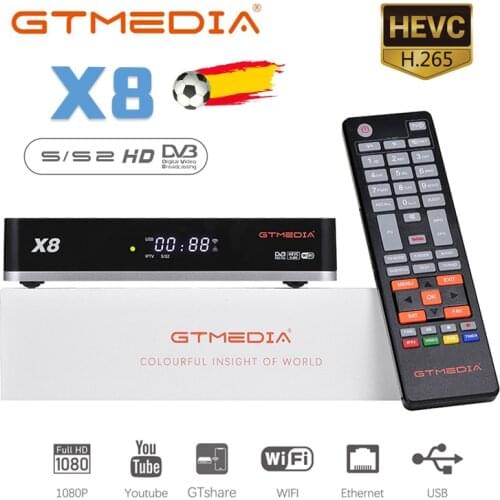 Original GTmedia X8 Satellite TV Receiver h.265 DVB-S/S2/S2X Support Europe Country ACM T2MI Satellite Youtube SAT Decoder
