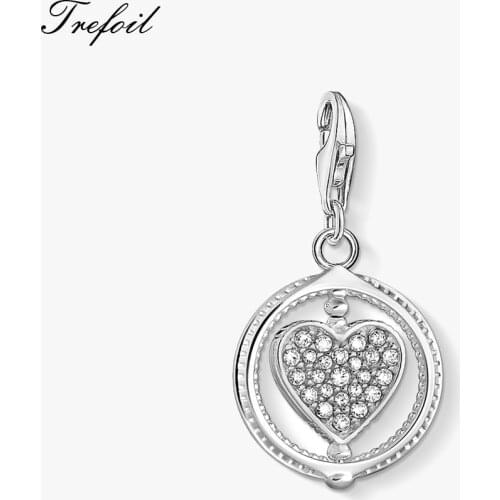 Love Heart Rotated Charm Pendant Fit Necklace 2021 Brand New Fine Women Jewelry Romantic Magic Pure 925 Sterling Silver Gift