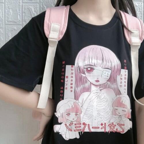 Casual 2020 summer character t-shirts fashion girls tops short sleeve printing t-shirts korean women clothes 100% cotton