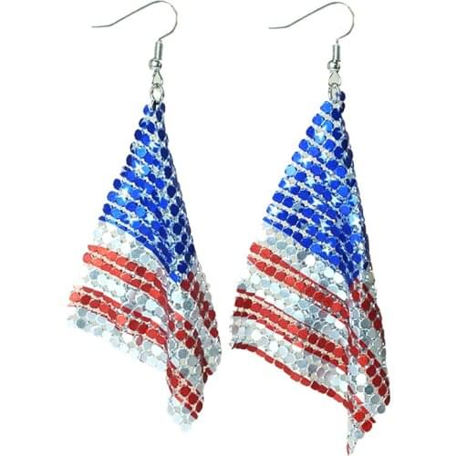 Statement Earring Jewelry Women Party Hot Sale Flag Leopard Print Aluminum Sheet Trendy Festival Usa Independence Day Earrings