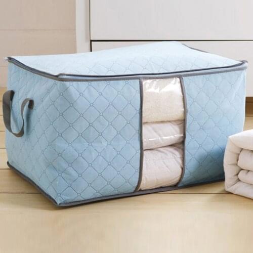 Foldable Storage Box Portable Clothes Organizer Tidy Pouch Suitcase Non-woven Home Storage Box Quilt Storage Container Bag Box