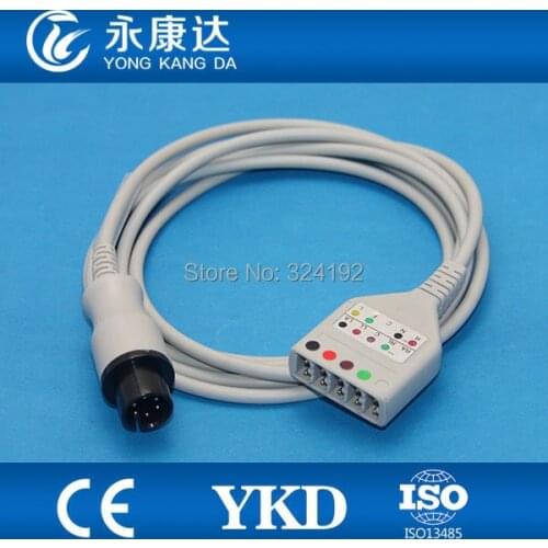 Free shipping compatible LL style 5-lead ECG trunk cable,medical ECG cable