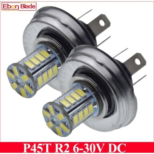 2 X R2 P45t LED Motorbike Moto Scooter Moped Headlight Bulb Hi/Lo Beam White 6000K 6V 12V DC For Beetle Citroen 2CV Bug Wartburg