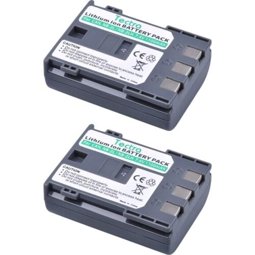 Tectra 2pcs/pack NB-2L/NB-2LH 7.4V/1100mAh Li-ion Camera Battery for CANON 350D 400D G7 G9 S30 S40 EOS Powershot