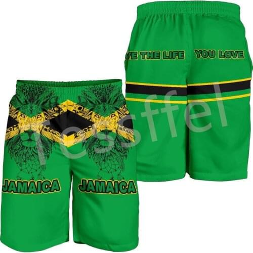Tessffel 3DPrint NewFashion Country Flag Jamaica Lion Emblem Retro Summer Shorts Men/Women Harajuku Unisex Beach Sweatpants No.2