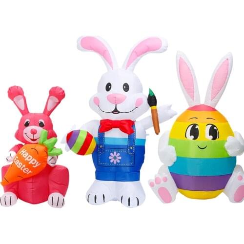 Happy Easter Celebration Decoration LED Lighted Giant Easter Eggs Bunny Rabbit Inflatable Toys for Outdoor Home Garden Ornament