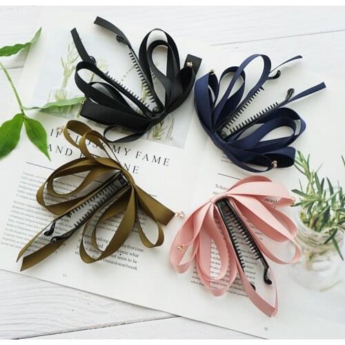 1pc New Style Hairpins Hair Clips Fabric Bow Banana Clips Headwear Women Hairgrips Girl Ponytail Barrettes Hair Pins Accessories