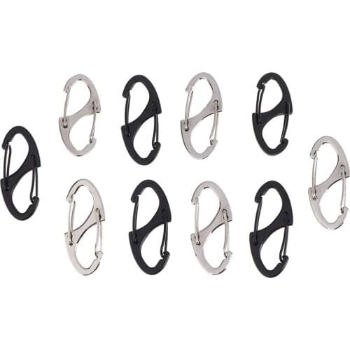 Locking Carabiner Keychain 8 Ring Quick Release Clip Buckle Protable Quickdraws Hiking Climbing Camping Tool Gear