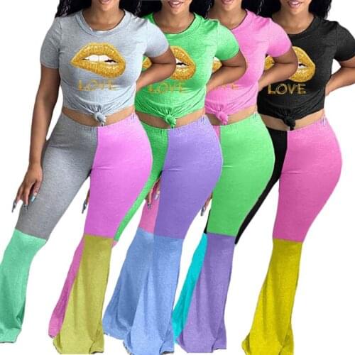 Panelled Women Pants Casual Fashion Super Stretch High Waist Patchwork Long Trousers Streetwear Flare Pants Summer New Arrivals