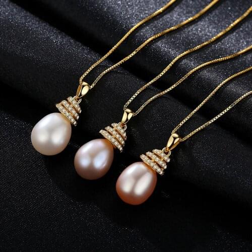 S925 Sterling Silver Necklace For women Set Natural Freshwater Pearl Pendant Necklace Fashion Clavicle Chain Charm Female Gift