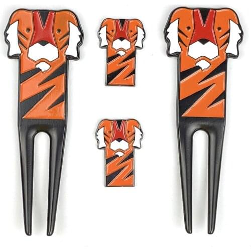 Golf Green Fork Durable Anti-scratch Zinc Alloy Fashion Cartoon Tiger Pattern Golf Pitch Repairer Divot Tool for Golf Sports