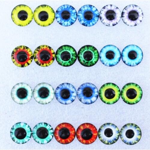 12mm Random Mixed Dragon Eyes Round Glass Cabochon Flatback Photo Dome Jewelry DIY Accessories Tray by pair 50pcs/lot K06119
