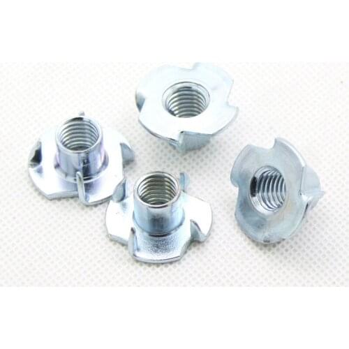 20pcs M4 M5 M6 M8 M10 M12 Zinc Plated Four Claws Nut Speaker Nut T-nut Blind Pronged Inser Tee Nut Furniture Hardware