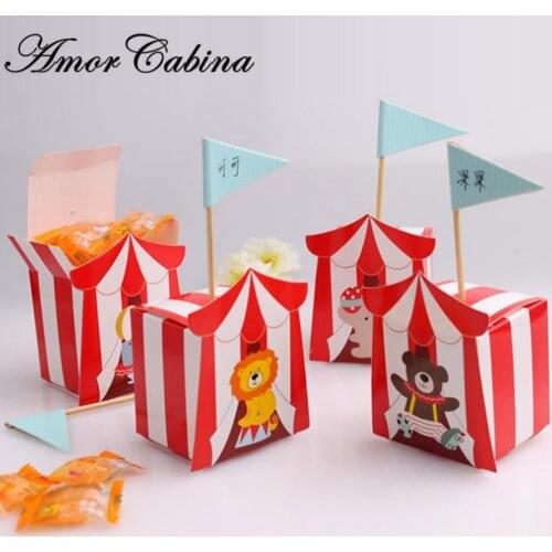 50pcs Creative circus theme party supplies cartoon candy box children birthday Christmas party decorations baby bath supplies