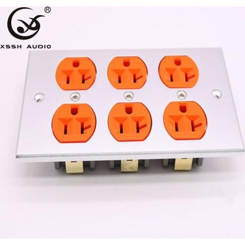 6*US YS06# Power Connector Hi-end DIY HIFI Brass 62% copper plating 24k gold 146 type 15 amp IEC inlet electrical plug socket