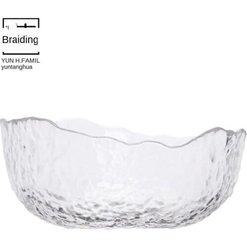 Large Hammered Glass Tea Basin Handmade Thickened Heat-Resistant Glass Washed Tea Cup Tea Pen Tea Basin Room Decoration