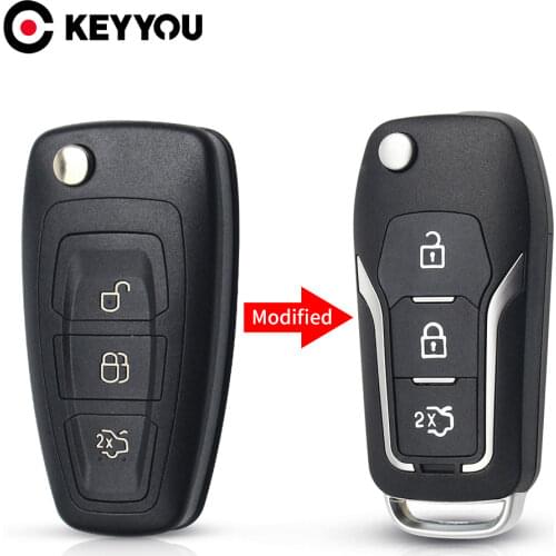 KEYYOU 3 Buttons Modified Flip Folding Remote Key Flip Fob Shell For Ford Focus 3 Fiesta connect mondeo c max Smart Key Case