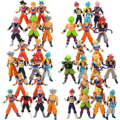 6Pcs/Set 16-19cm Dragon Ball Z DBZ Super Saiyan Son Goku Vegeta Broli Gogeta Vegetto PVC Action Figure Model Toys Kids Gift