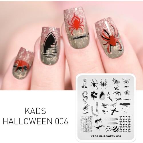 KADS Halloween 006 nail stamping plates spider insect Pattern Nail Art Stamping Plate Printer Template Stamp nails stencil