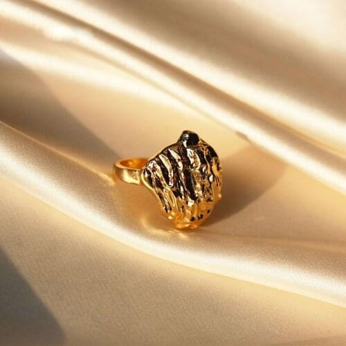 TARCLIY Trendy Irregular Fold Metal Texture Index Finger Ring Geometric Simple Alloy Lava Texture Ring Women Fashion Jewelry