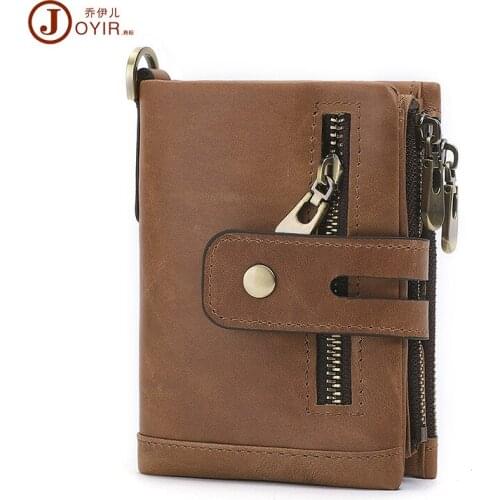 Rfid Short Genuine Leather Wallet Men Short Male Money Bag High Quality Wallet Crazy Horse Wallets Coin Purse Tri-fold Wallet