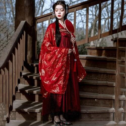 Red Hanfu Dress Adults Traditional Ancient Chinese Costume Women Classical Dance Clothes Festival Outfit Female Wears DNV12780