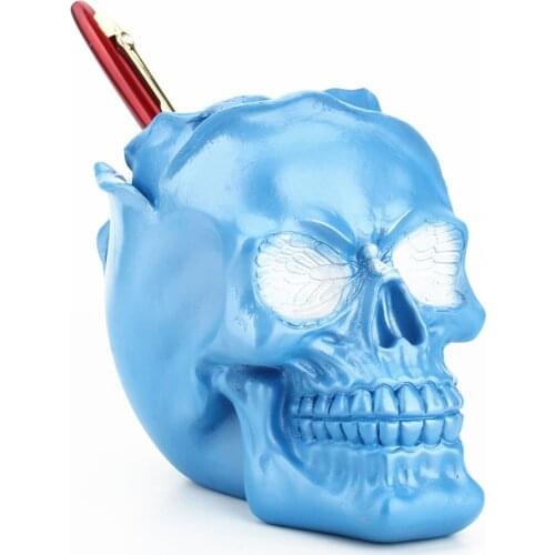 Creative Blue Rose Skull Statue Resin Skeleton Storage Box Decoration Ornament Home Desk Gift Halloween Party Decor Dropshipping