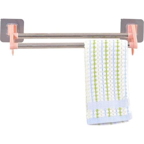 60% Hot Sale Portable Kitchen Multifunctional Towel Cabinet Rack Hanger Bathroom Double Pole Holder Supplies Accessories Product