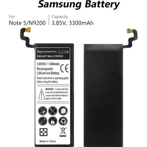 Lithium Battery EB-BN920ABE For Samsung GALAXY Note 5 N9200 N920t N920c Note5 SM-N9208 N9208 Project Noble 3300mAh Phone Battery
