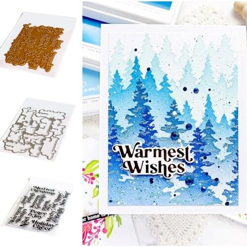 Warmest Wishes Peace Joy Hot Foil And Stamps And Metal Cutting Dies Set New Arrival 2021 Scrapbook Diary Decoration Card New Hot
