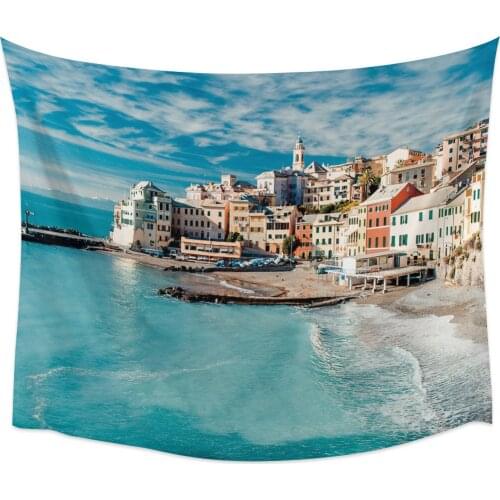 Fishing Village Wall Tapestry Cover Beach Towel Picnic Yoga Mat Home Decoration