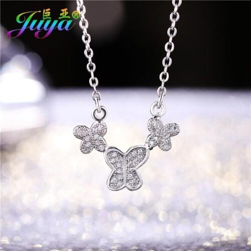 Handmade Butterflies Neckalce Gold /Rose Gold Micro Pave Zircon Butterflies Pendant Necklace For Women Girl Gift Jewelry