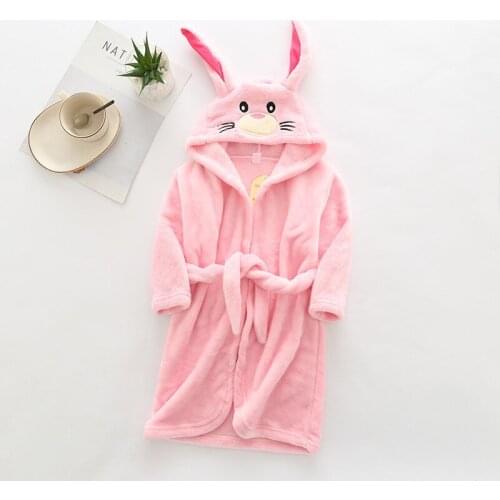 Autumn Winter Children Sleepwear Robe Flannel Hooded Warm Bathrobe Kids Pajamas For Boys & Girls Lovely Cartoon Animals Robes
